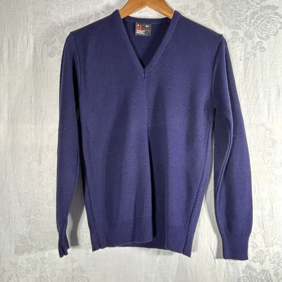 Vintage Sweater Small 20 Navy Blue Orlon Acrylic Union Made In USA Robert Bruce - Picture 11 of 11